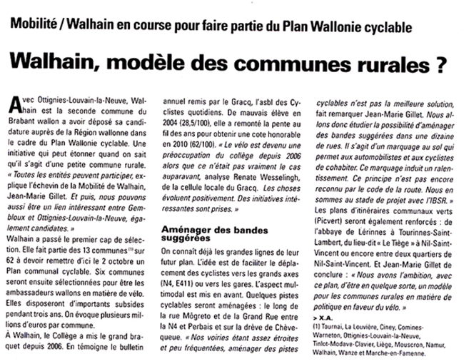 Walhain, modèle des communes rurales?